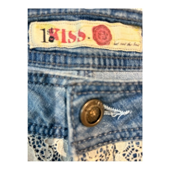 Denim Distressed cottagecore goth Y2K Lace Short Shorts - Picture 4 of 4